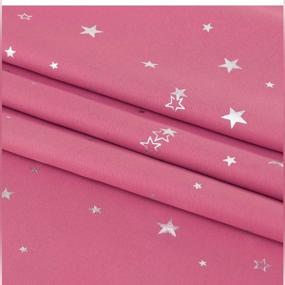 Pink Star Patterned Curtains 2 pieces